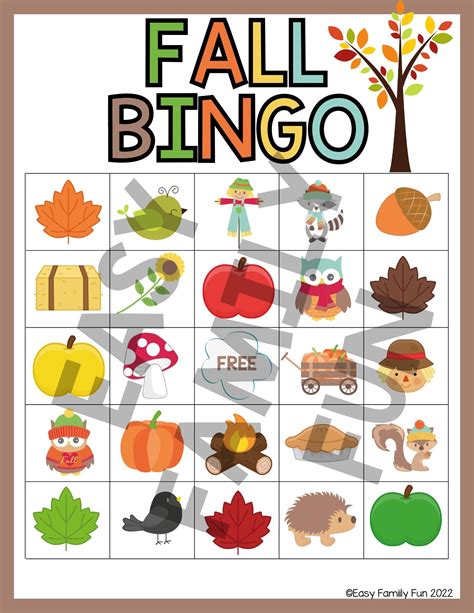 Printable Fall Bingo Game For Kids
