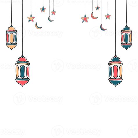 Decorative Template Design For Ramadan With Stars Moon And Lantern