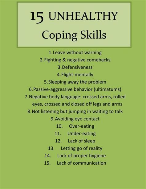 15 Unhealthy Coping Skills Part I Coping Skills Mental Health