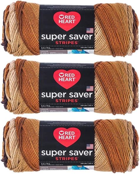 Red Heart Bulk Buy Super Saver Yarn 3 Pack Latte Stripe