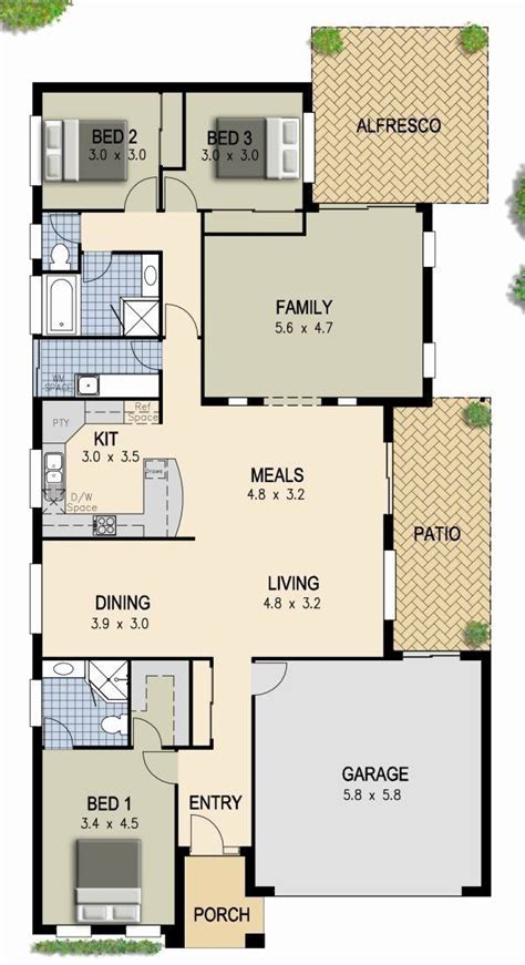 Three Bedroom House Floor Plan Elegant 5 Home Plans 11x13m 11x14m