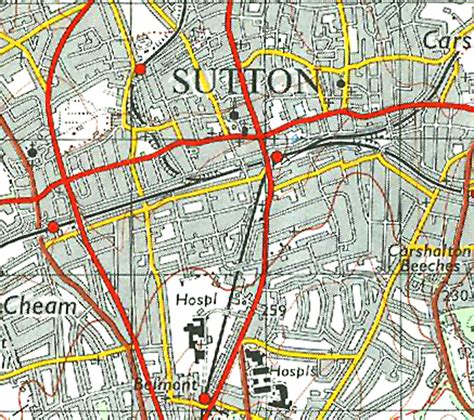 Sutton Surrey Map From 1955 And 1970s