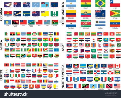 Alphabetical Country Flags By Continent Stock Vector Royalty Free