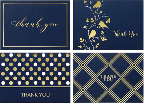 Buy 100 Thank You Cards Bulk Thank You Notes Geometric Navy Blue Gold