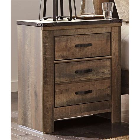 Trinell Rustic Oak 2 Drawer Nightstand Rc Willey Drawer Nightstand