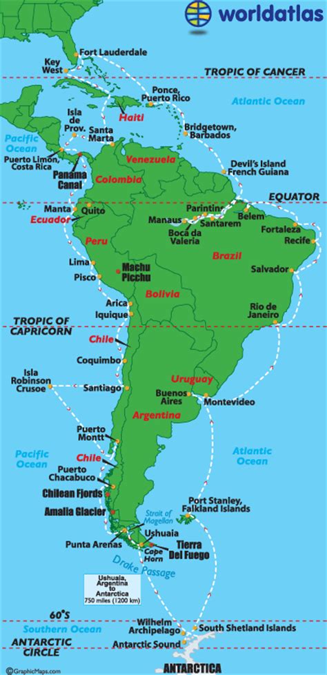 World Atlas Journey Around South America