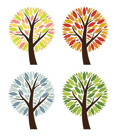 Abstract 4 Seasons Vector Tree Collection Set Illustration 2472170