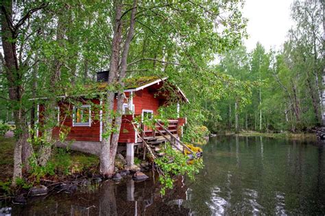 Traditional Finnish Lakeside Sauna Experience At Sahanlahti Resort In