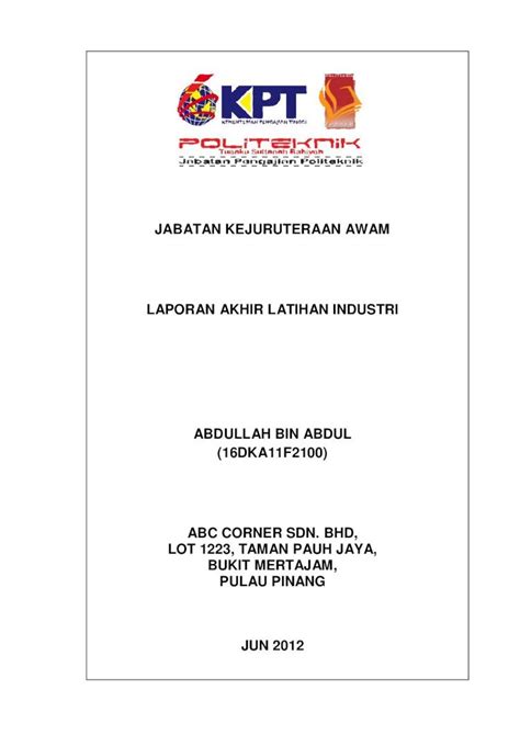 PDF Contoh Report Latihan Industri Pdf DOKUMEN TIPS