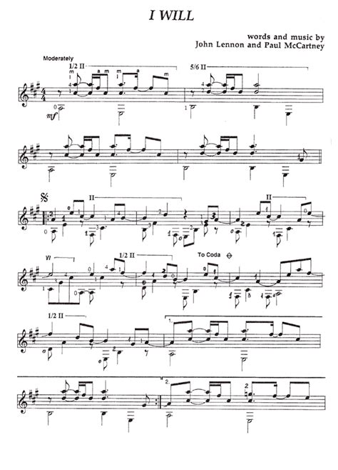 I Will The Beatles Classical Guitar Sheet Music Easy Sheet Music