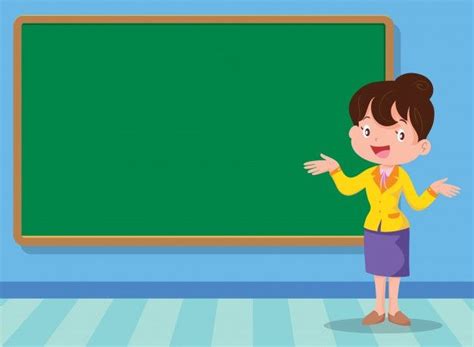 Premium Vector Teacher And Backboard Teacher Cartoon Classroom