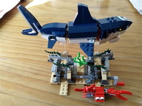 Lego Moc Deep Sea Creatures Swimming Shark Stand By Jkbrickworks