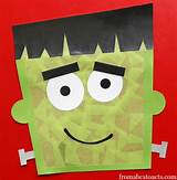 Awesome kindergarten activities for kids and teachers. Frankenstein Sun Catcher Toddler Craft with Contact Paper ...
