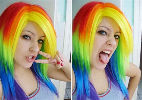 Crazy Rainbow ~ By Holymariann Natural Updo Emo Hair Freelance Writer Mermaid Hair Rainbow