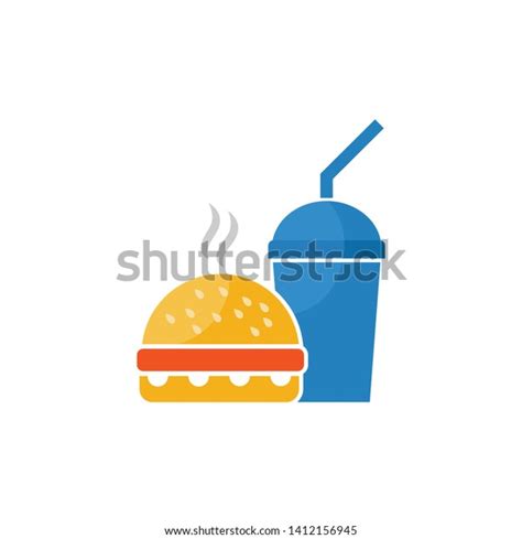Hamburger Drink Icon Fast Food Icon Stock Vector Royalty Free