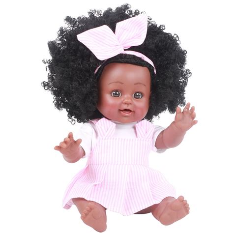 Matoen Black Girl Dolls African American Play Dolls Lifelike 35cm Baby