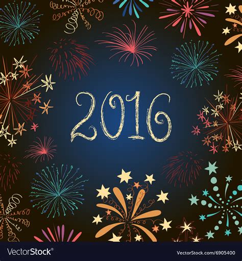 New Year Eve Fireworks 2016 Royalty Free Vector Image