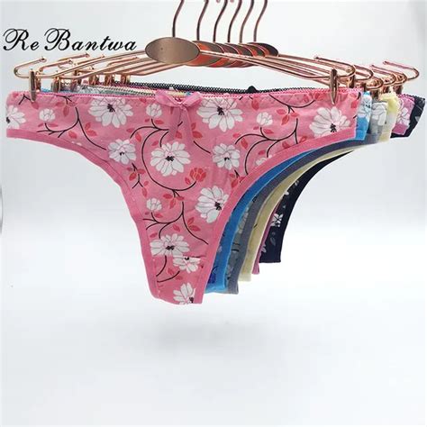 Rebantwa Girls Tangas Panties Lot 3pcs Funny Underwear For Women Sexy G String Panties Floral