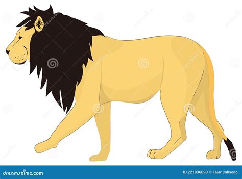 Lion Walk Animal Vector Illustration Transparent Background Stock