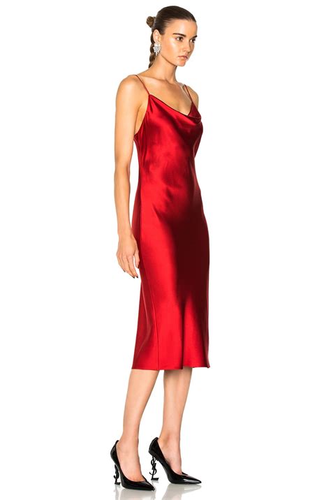 Fleur Du Mal Draped Silk Satin Midi Dress Red Modesens