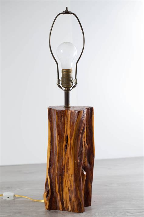 Wood Table Lamp Vintage Hickory Style Live Edge Wood Stump Accent Lamp Cottage Cabin