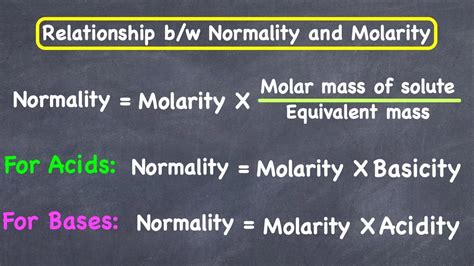 Relationship Between Normality And Molarity YouTube