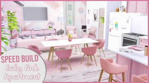 The Sims 4 Speed Build Baby Pink Apartment Cc Links Youtube