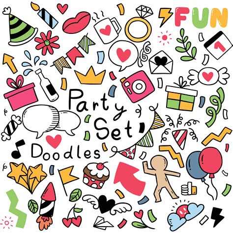 Hand Drawn Doodle Party Ornaments Vector Art At Vecteezy