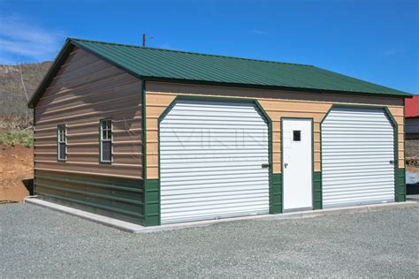 24x26x9 Fully Enclosed Two Tone Metal Garage Home