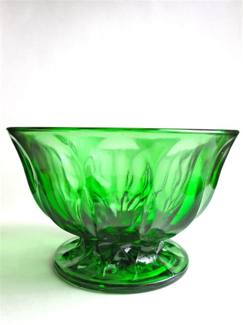 Vintage Green Glass Bowl Footed Bowl Small Serving Bowls Decor Haute Juice