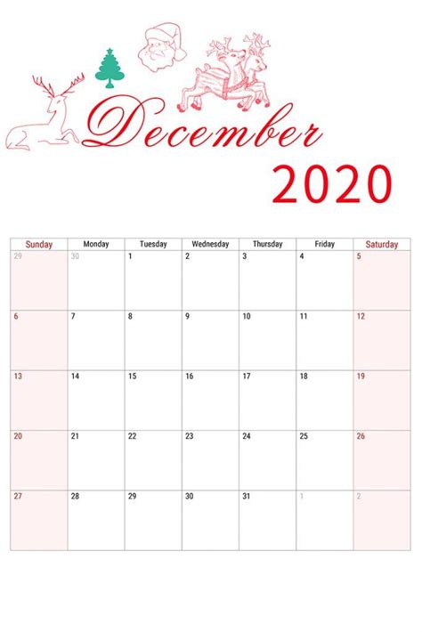 December 2020 Calendar Printable Calendar Printables Printable