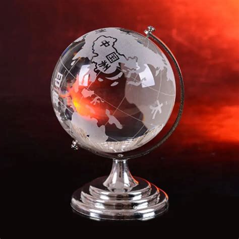 World Map Earth Round Globe Crystal Glass Clear Paperweight Stand Desk