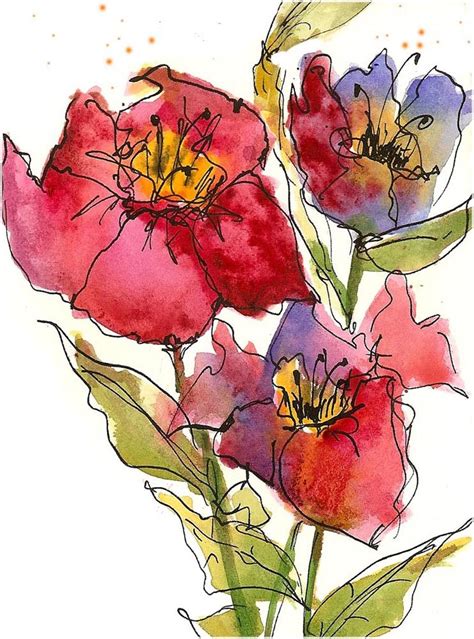 Simple Watercolor And Ink Flowers How To Do Thing