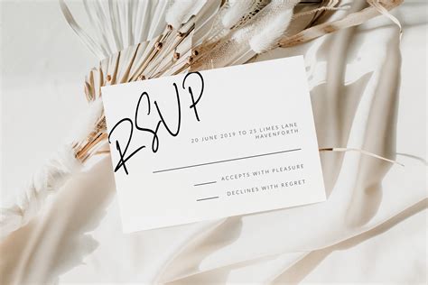 Modern Wedding Rsvp Card Template Printable Guest Reply Insert Card Diy Wedding Reply Card