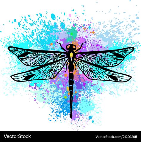 Dragonfly On Colorful Background Royalty Free Vector Image