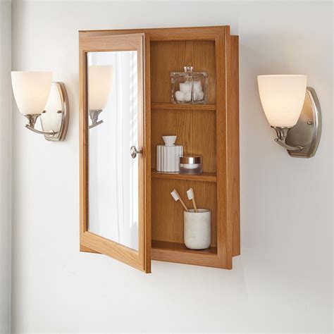 There are also bathroom mirrors with led lights for shaving doing. Bathroom Medicine Cabinet Fog Free Mirror Oak Wood Framed ...