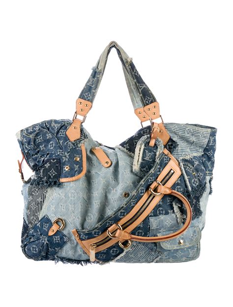 Louis Vuitton Cabby Denim Patchwork Bag Blue Totes Handbags