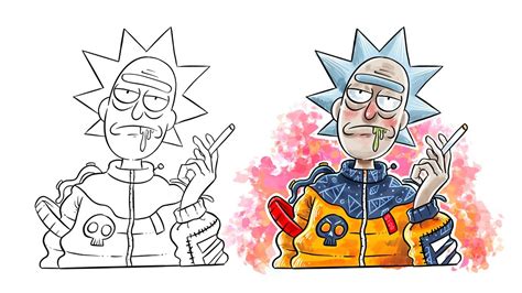 How To Draw Rick And Morty Hypebeast Youtube