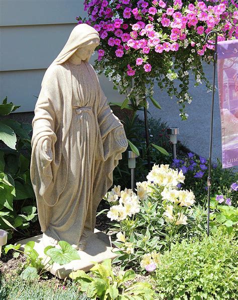 Virgin Mary Statue Blessed Mother Garden Sculpture Religious Catholic
