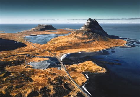 Aerial View Of The Kirkjufell Mountain Odinn Reykjavik