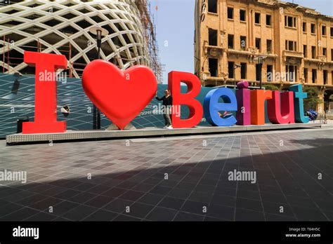 Beirut Lebanon 29th Apr 2019 A Woman Poses On I Love Beirut Sign