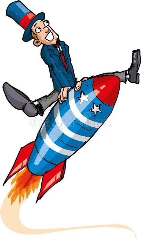 Cartoon Man On A Flying Rocket Stock Vector Illustration