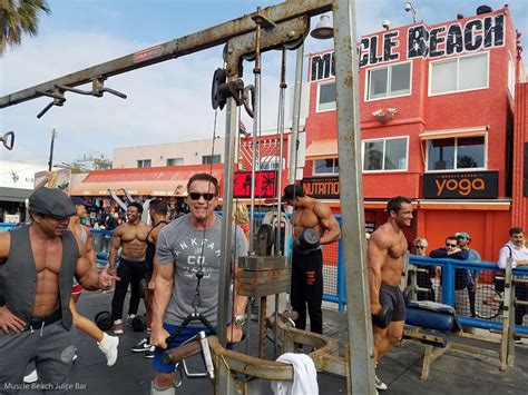 Arnold Schwarzenegger Spotted Training With The Locals At Muscle Beach Gym In Venice California