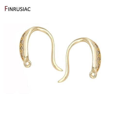 14k Gold Plated Earwire Zircon Earring Hook Findings Accessories For