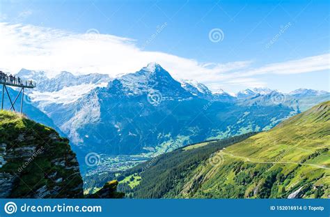 Grindelwald Village With Alps Mountain In Switzerland Stock Photo