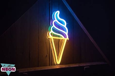 Ice Cream Neon Sign Ice Cream Decor Ice Cream Cone Art Etsy