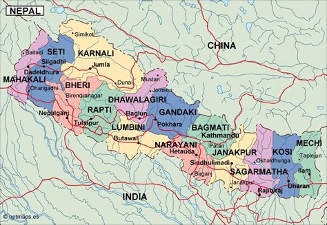 Nepal Political Map By Maps Com From Maps Com World S Largest Map Store