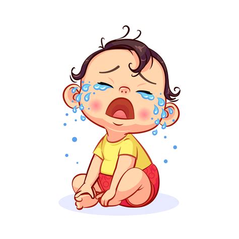 Cartoon Sitting Crying Little Baby Boy Baby Illustration