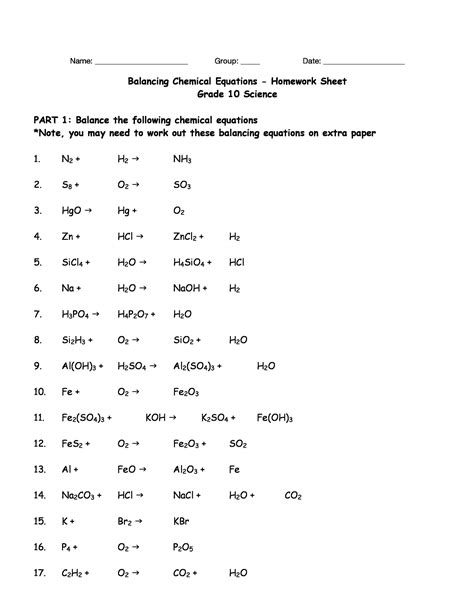 If you are new to balancing chemical equations this video will give you the practice you need to be successful. 49 Balancing Chemical Equations Worksheets with Answers