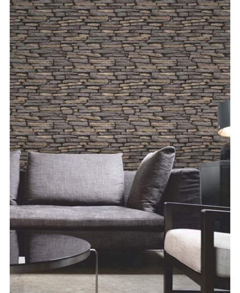 Natural Slate Stone Effect Wallpaper Fine Decor